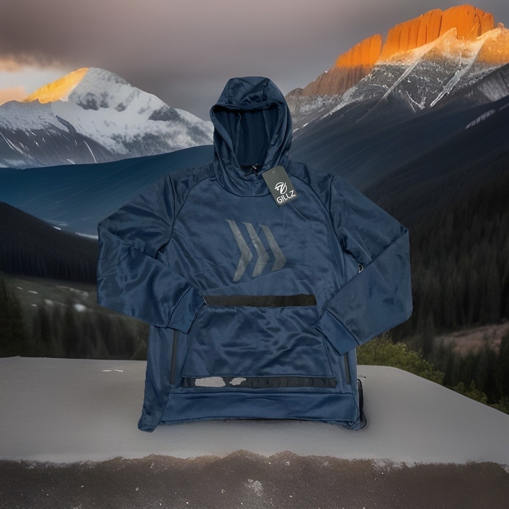 Gillz Fishing Elite‎ Series UV Long Sleeve Hoodie Blue Size Large NWT